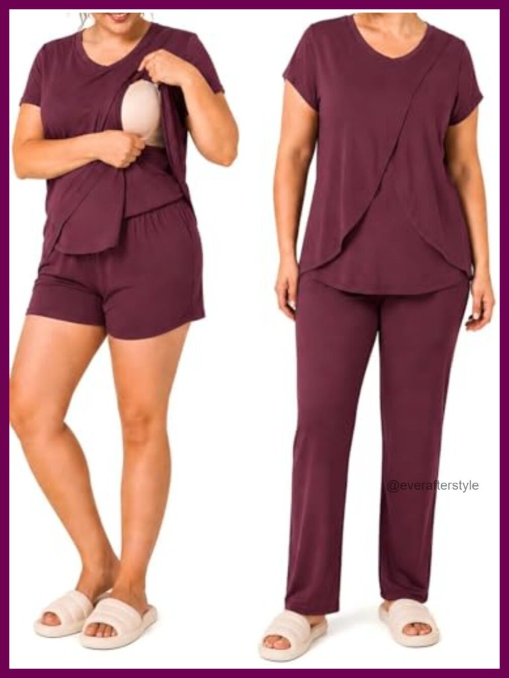 3-Piece Nursing Pajama Set Maternity Postpartum Sleepwear V-Neck